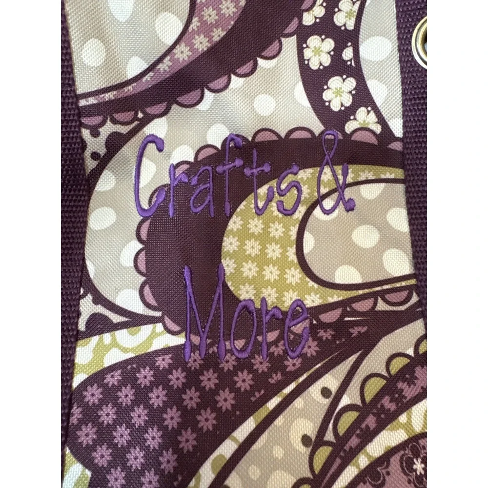 Thirty-One Organizing Utility Tote Purple Paisley Craft Bag Pockets 3110